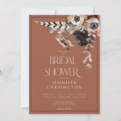 Invitation Boho rouille noir & blanc Fête des mariées Fleurs (Devant)