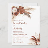Invitation Boho rouille Pampas Arc en herbe Photo QR Code Mar (Devant)