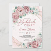 Invitation Boho rousse rose rousse eucalyptus cadre or (Devant)