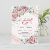 Invitation Boho rousse rose rousse eucalyptus cadre or (Debout devant)