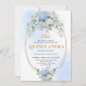 Invitation Boho Royal Bleu Hydrangeas Eucalyptus Quinceañera (Devant)