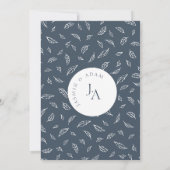 Invitation Boho Royal Blue Opulence Feuilles Photo Mariage (Dos)