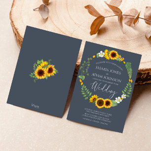 Invitation Boho Royal Blue Opulence tournesol Rustique Mariag