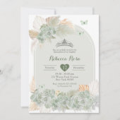 Invitation Boho Royal Crown Sage Green Princesse Quinceañera (Devant)
