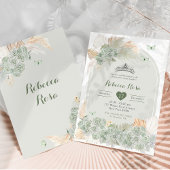 Invitation Boho Royal Crown Sage Green Princesse Quinceañera