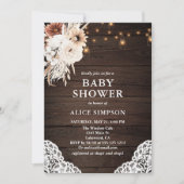 Invitation Boho Russe Beige Floral Mason Jarres Baby shower D (Devant)