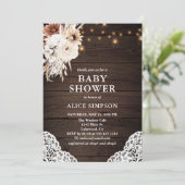 Invitation Boho Russe Beige Floral Mason Jarres Baby shower D (Debout devant)