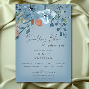 Invitation Boho Rust Blue Floral Quelque chose de bleu Fête d