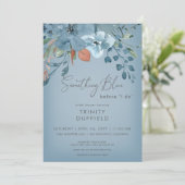 Invitation Boho Rust Blue Floral Quelque chose de bleu Fête d (Debout devant)