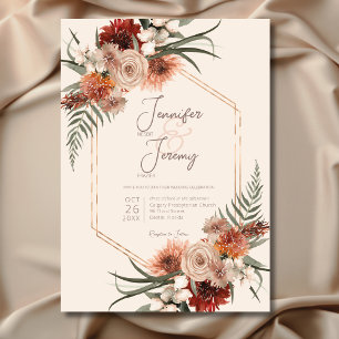 Invitation Boho Rust & Cream Fall Floral Mariage