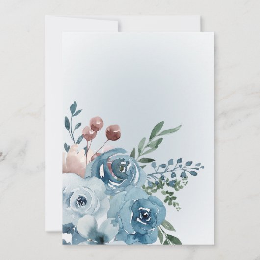 Invitation Boho Rust & Floral Bleu sur Blanc pour un Brunch d (Dos)