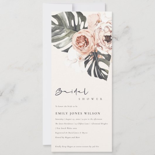 INVITATION BOHO RUST FLORAL MONSTERA FEUILLES FÊTE DES MARIÉE (Devant)