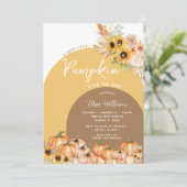 Invitation Boho Rust Orange Citrouille est en route baby show (Debout devant)