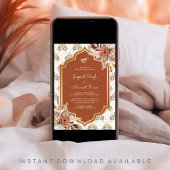 Invitation Boho Rust Orange Punjabi Anand Karaj Sikh Mariage