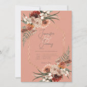 Invitation Boho Rust & Peach Neutral Rust Fall Floral Mariage (Devant)