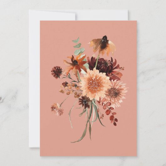 Invitation Boho Rust & Peach Neutral Rust Fall Floral Mariage (Dos)