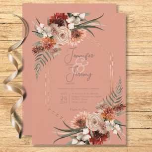 Invitation Boho Rust & Peach Neutral Rust Fall Floral Mariage