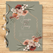 Invitation Boho Rust & Sage Neutre Green Fall Floral