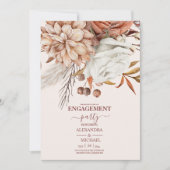 Invitation Boho Rust Terracotta séché Fan Fleurs Fiançailles (Devant)