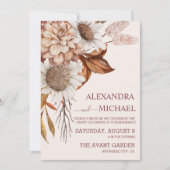 Invitation Boho Rust Terracotta séché Fan Fleurs Mariage Inv. (Devant)