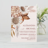 Invitation Boho Rust Terracotta séché Fan Fleurs Mariage Inv. (Debout devant)