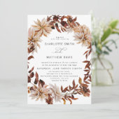 Invitation Boho Rustic Automne Automne Floral Wreath Mariage (Debout devant)