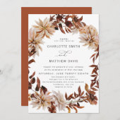 Invitation Boho Rustic Automne Automne Floral Wreath Mariage (Devant / Derrière)