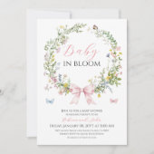 Invitation Boho Rustic Baby en Baby shower de boue rose en fl (Devant)