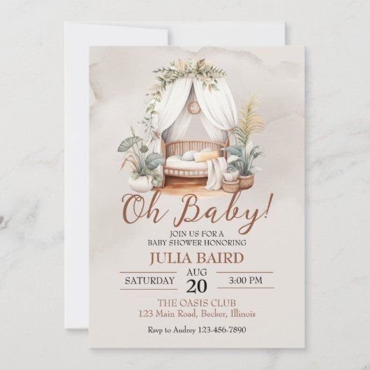 Invitation Boho Rustic Bébé Douche bébé (Devant)