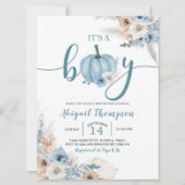 Invitation Boho Rustic Blue Citrouille C'est un garçon Fall B (Devant)