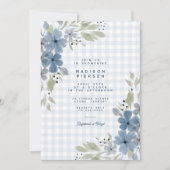 Invitation Boho Rustic Blue Floral Plaid Boy Baby shower (Devant)