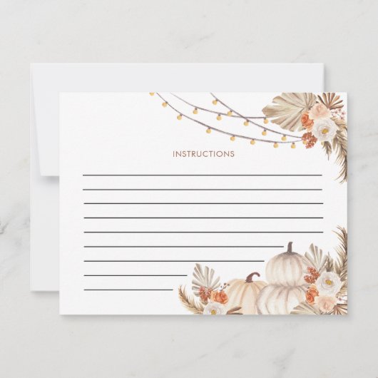 Invitation Boho Rustic Citrouille Fall in Love Recette Card (Dos)