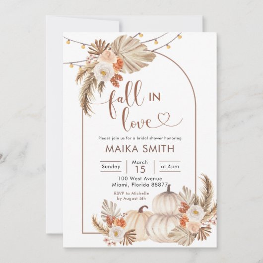 Invitation Boho Rustic Citrouille tomber dans la Fête des mar (Devant)