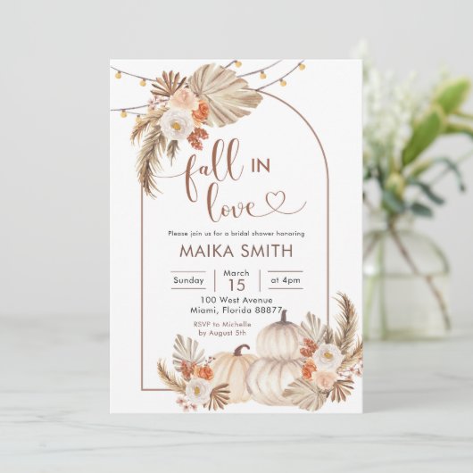 Invitation Boho Rustic Citrouille tomber dans la Fête des mar (Debout devant)