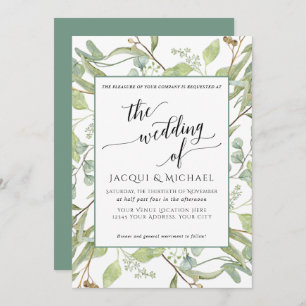 Invitation BOHO Rustic Eucalyptus Foliage Mariage d'aquarelle