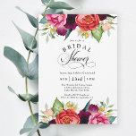 Invitation Boho Rustic Fall Aquarelle Fête des mariées floral<br><div class="desc">Cette merveilleusement féminine et rustique invitation à la douche nuptiale de style boho a une somptueuse palette de couleurs d'automne en terre cuite, pêche profonde, rouge bordeaux, violet, turquoise et jaune. Les jolis éléments floraux d'aquarelle ont un charme organique d'inspiration nature. Personnalisez le modèle de texte avec les détails de...</div>