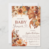 Invitation Boho Rustic Fall Floral Baby Shower Party (Devant)