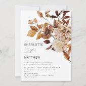 Invitation Boho Rustic Fall Floral Bural Orange Mariage (Devant)