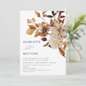 Invitation Boho Rustic Fall Floral Bural Orange Mariage (Debout devant)