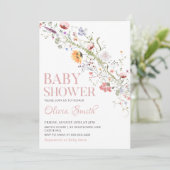 Invitation Boho Rustic Fleur sauvage Baby shower Floral (Debout devant)