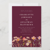 Invitation Boho Rustic Fleur sauvage Bourgogne Mariage (Devant)