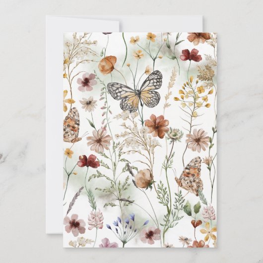 Invitation Boho Rustic Fleur sauvage Floral Baby Anniversaire (Dos)