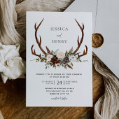 Invitation Boho Rustic Floral Antlers Mariage