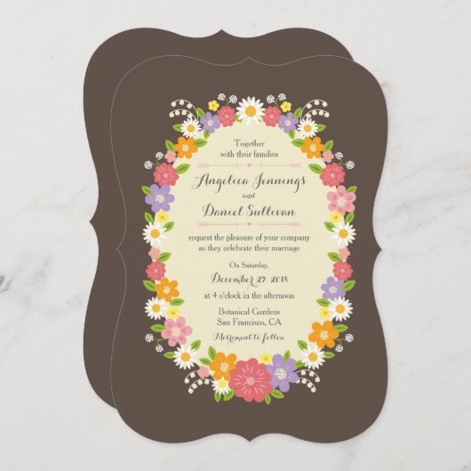Invitation Boho Rustic Floral Mariage (Devant / Derrière)
