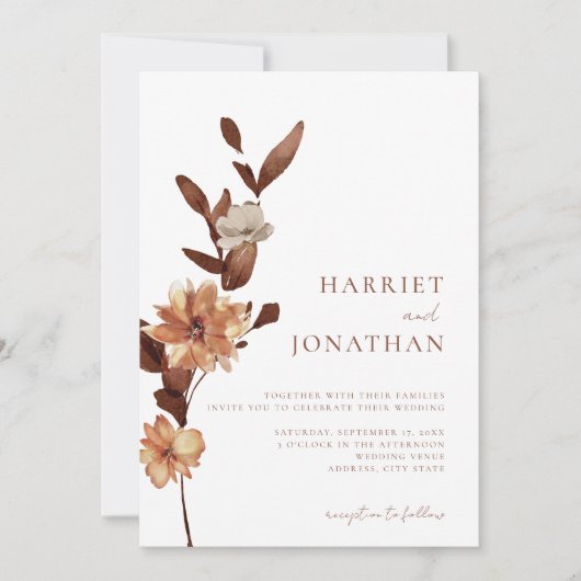 Invitation Boho Rustic Floral Mariage (Devant)