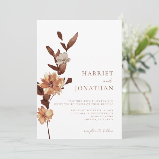 Invitation Boho Rustic Floral Mariage (Debout devant)