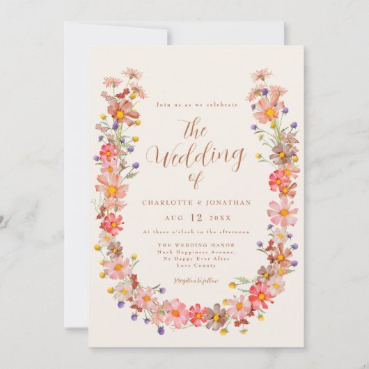 Invitation Boho Rustic Floral Mariage de automne (Devant)