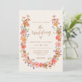 Invitation Boho Rustic Floral Mariage de automne (Debout devant)