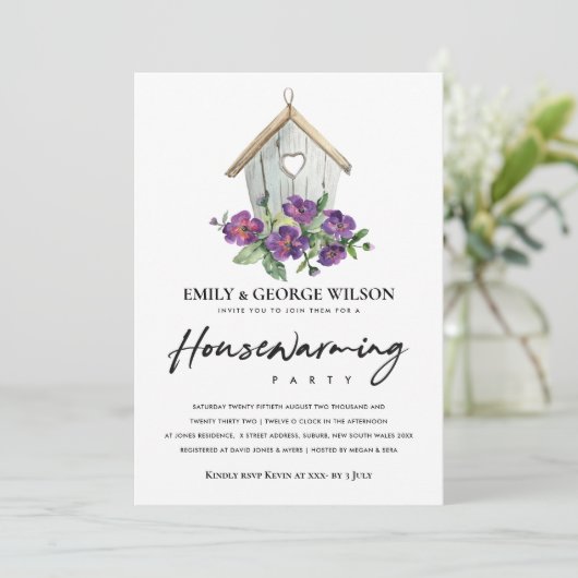 INVITATION BOHO RUSTIC FLORAL PEONY HOUSE HOUSEWARMINING PART (Debout devant)