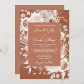 Invitation Boho Rustic Floral Terracotta Mariage (Devant / Derrière)